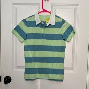 NWT Primary Green and Blue Striped Polo Shirt